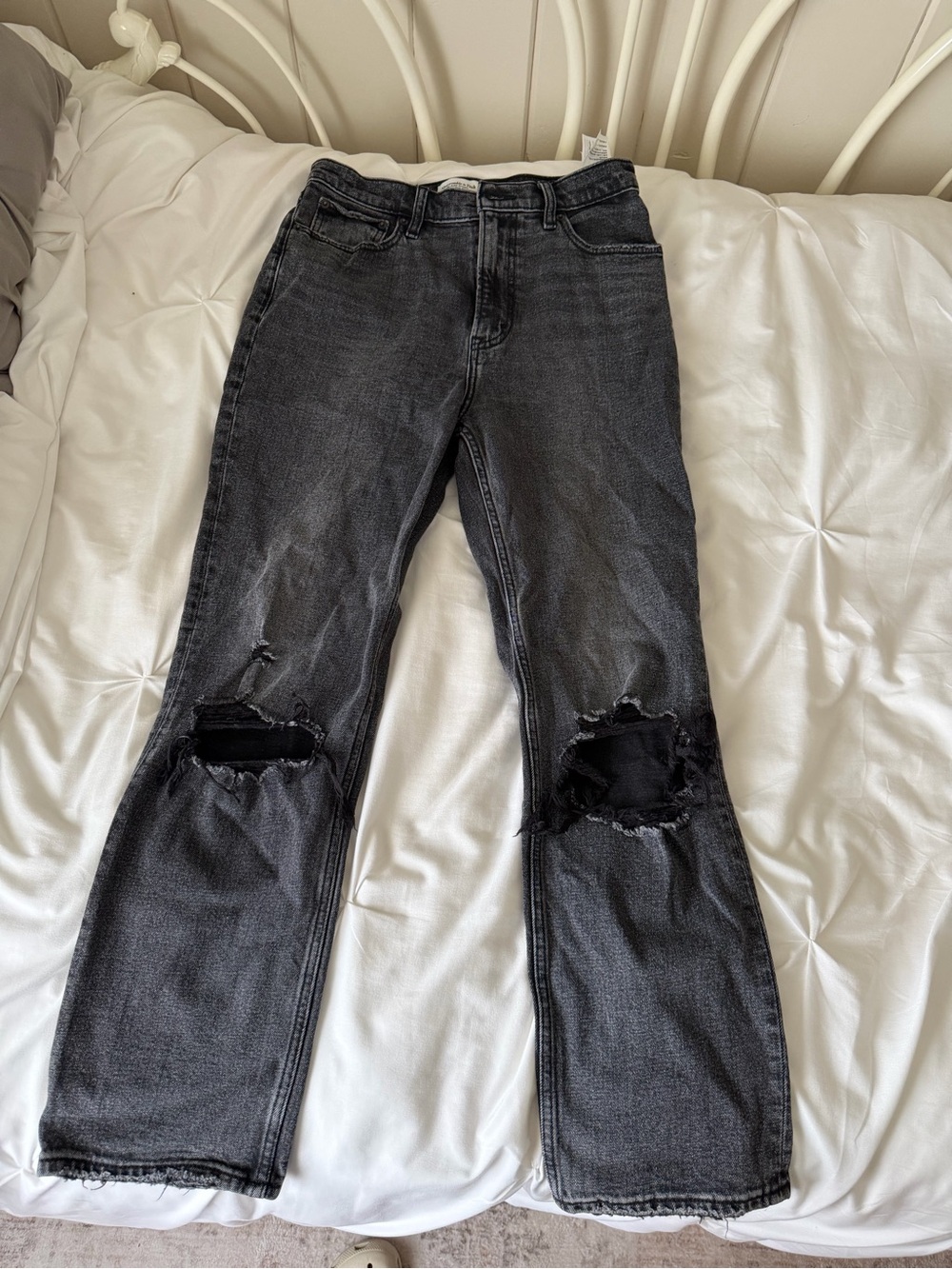 Abercrombie & Fitch Black Washed Ripped Jeans